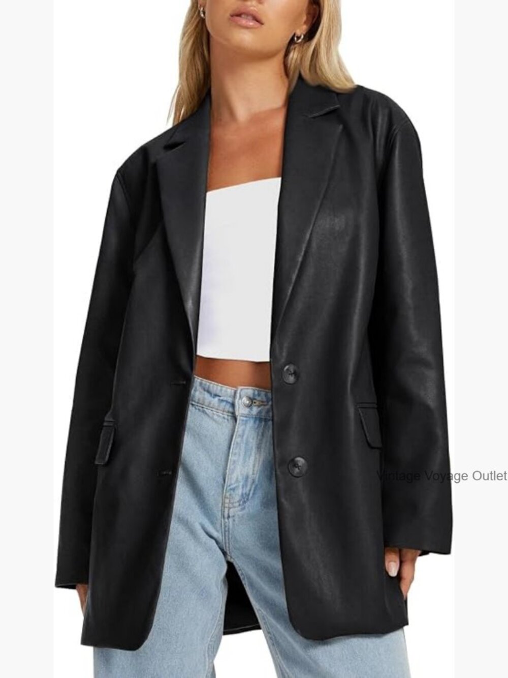 Faux Leather Motorcycle Bomber Jacket Women Loose Fit Fall Winter Trendy Coat